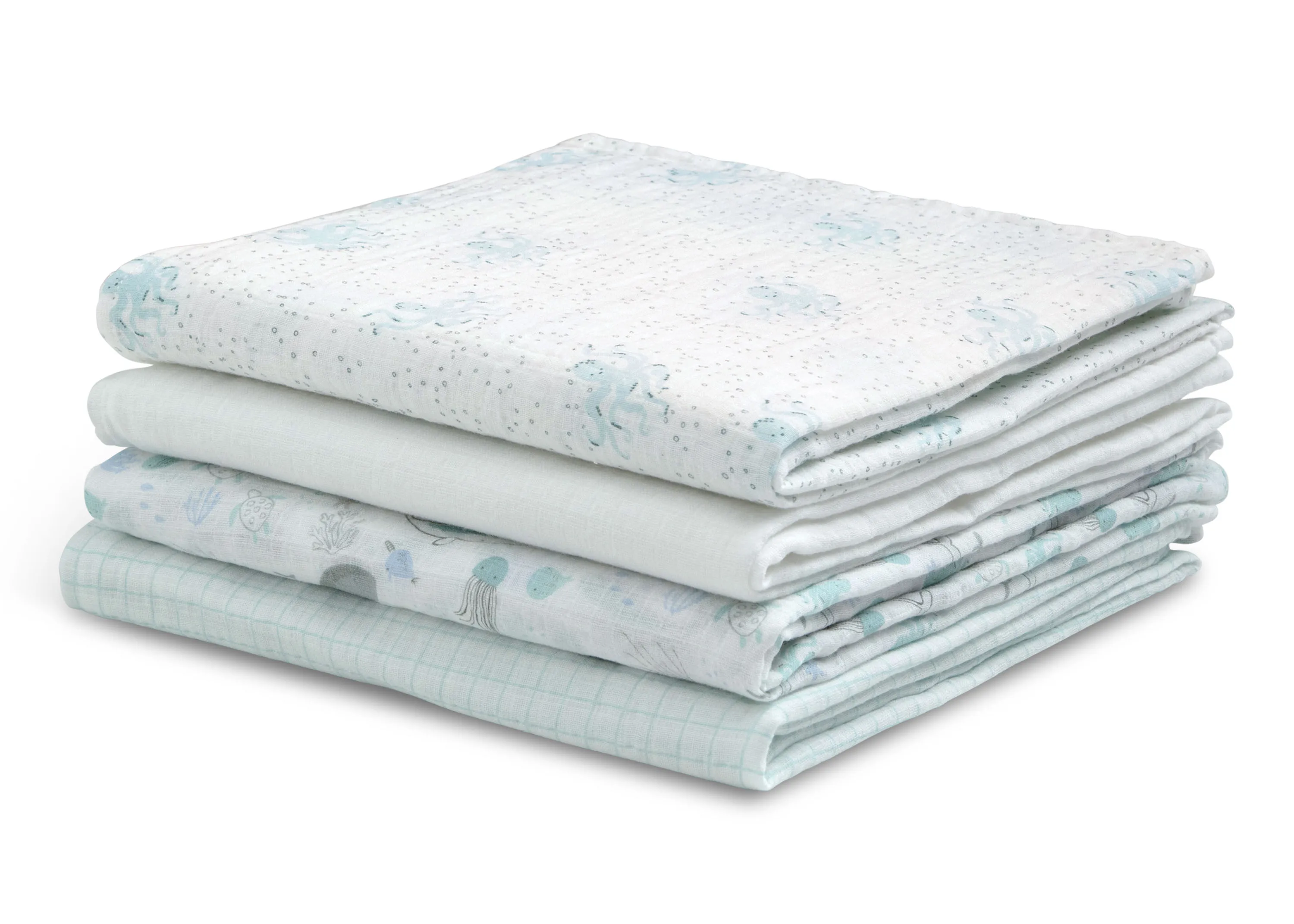 100% Cotton Muslin Baby Receiving Blankets - 4 Pack