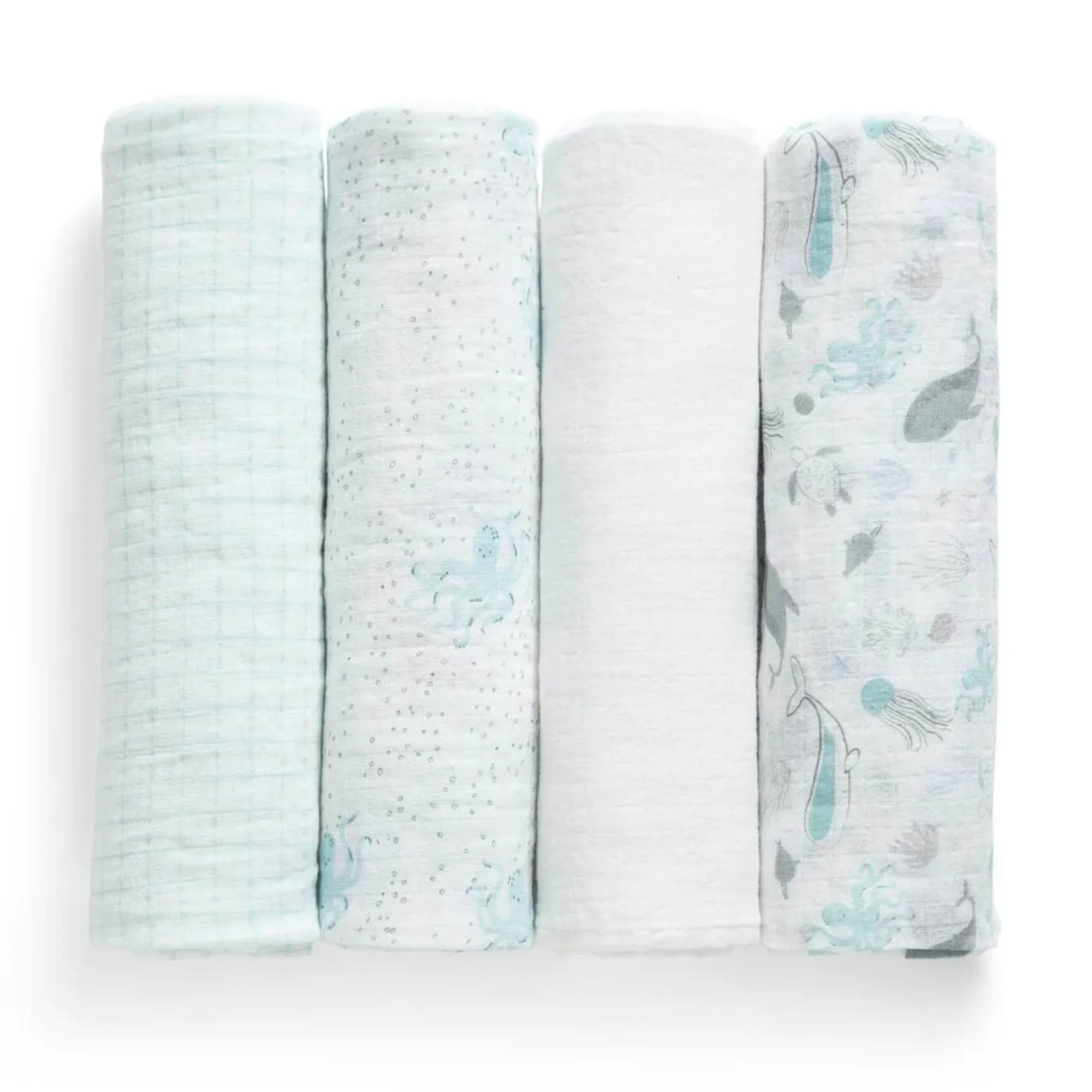 100% Cotton Muslin Baby Receiving Blankets - 4 Pack