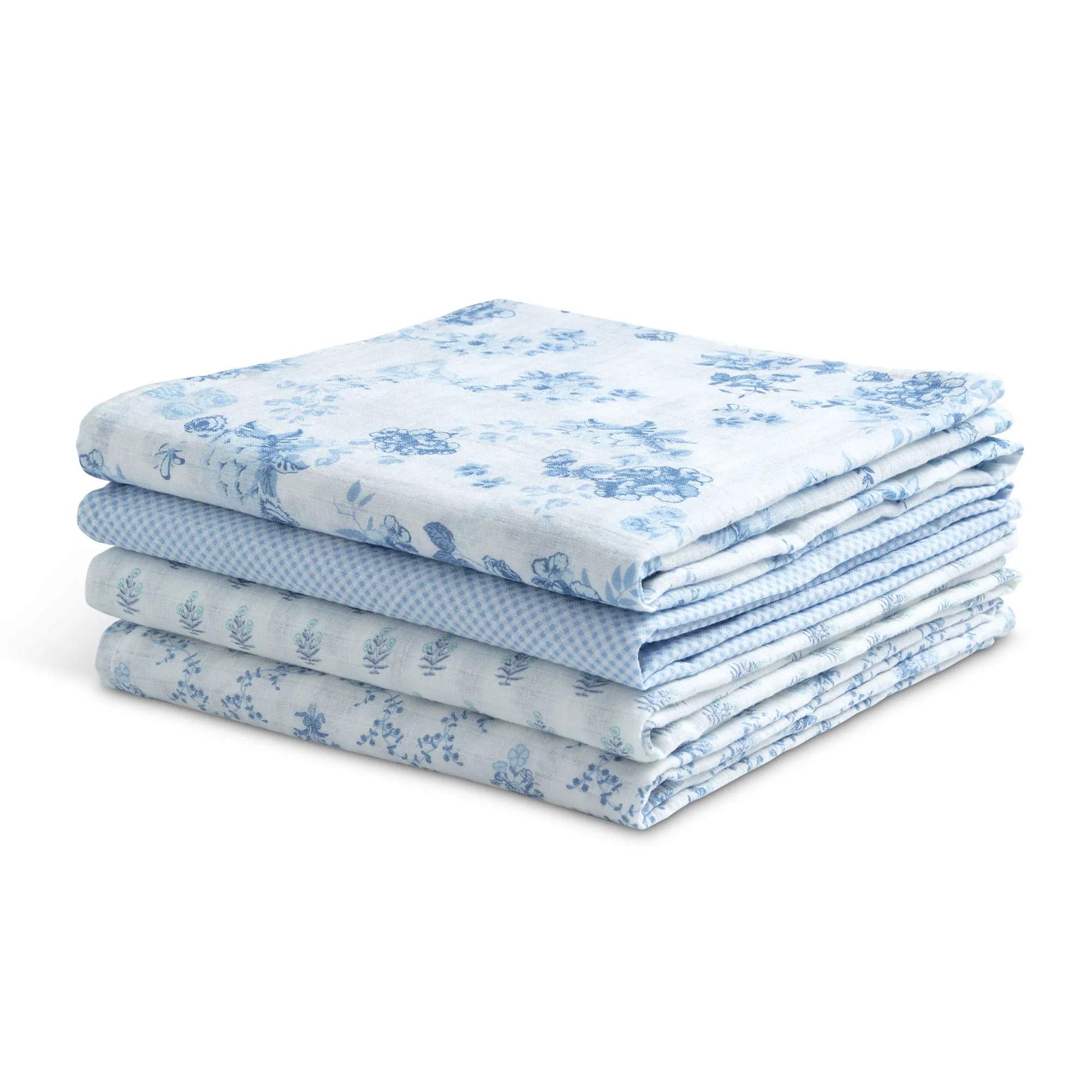 100% Cotton Muslin Baby Receiving Blankets - 4 Pack