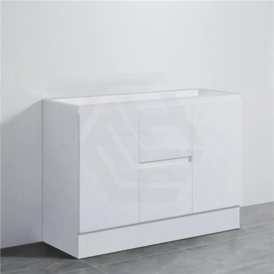 1200mm PVC Vanity with Gloss White Finish Double Bowls Freestanding Kickboard Cabinet ONLY for Bathroom