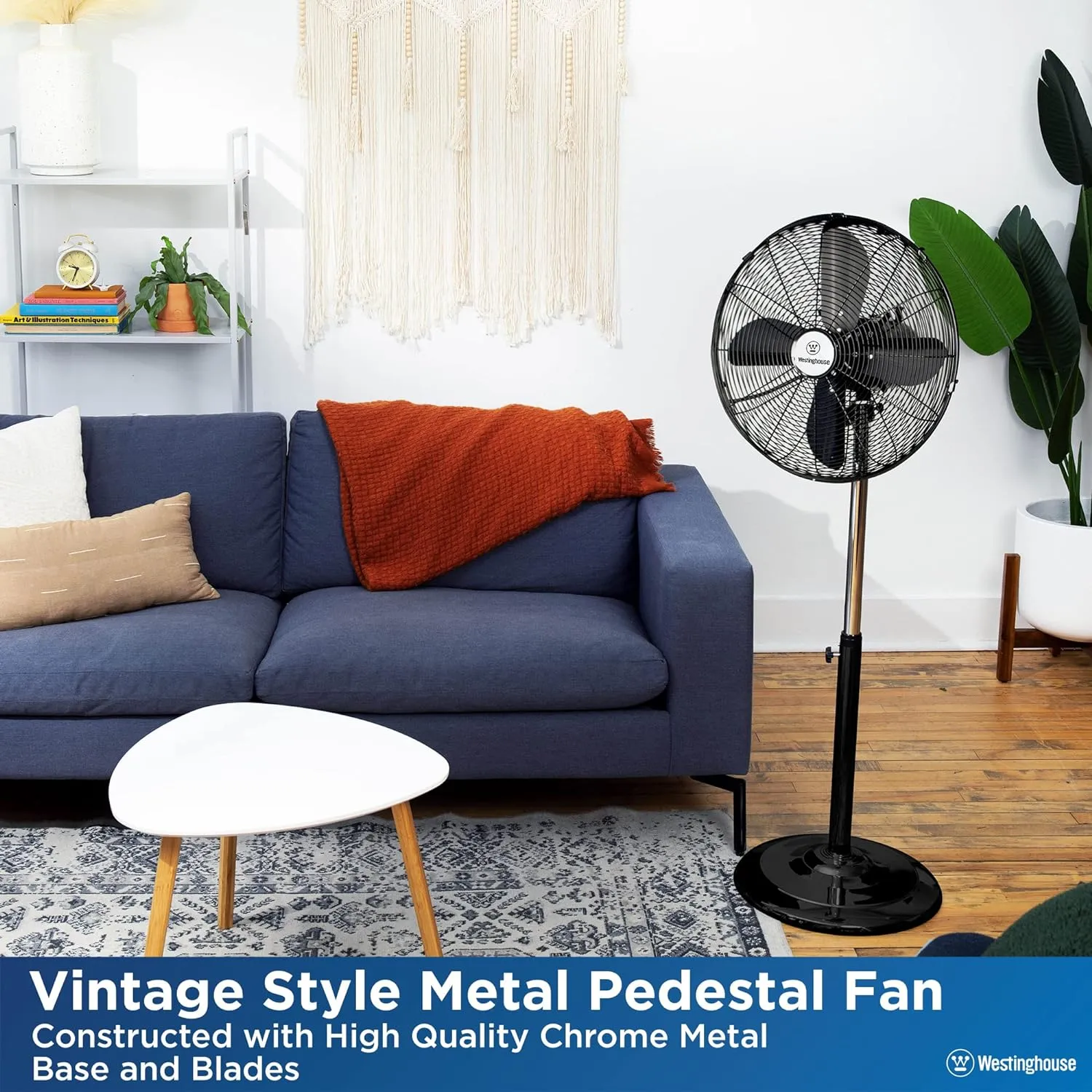 16" Vintage Metal Stand Fan, Black