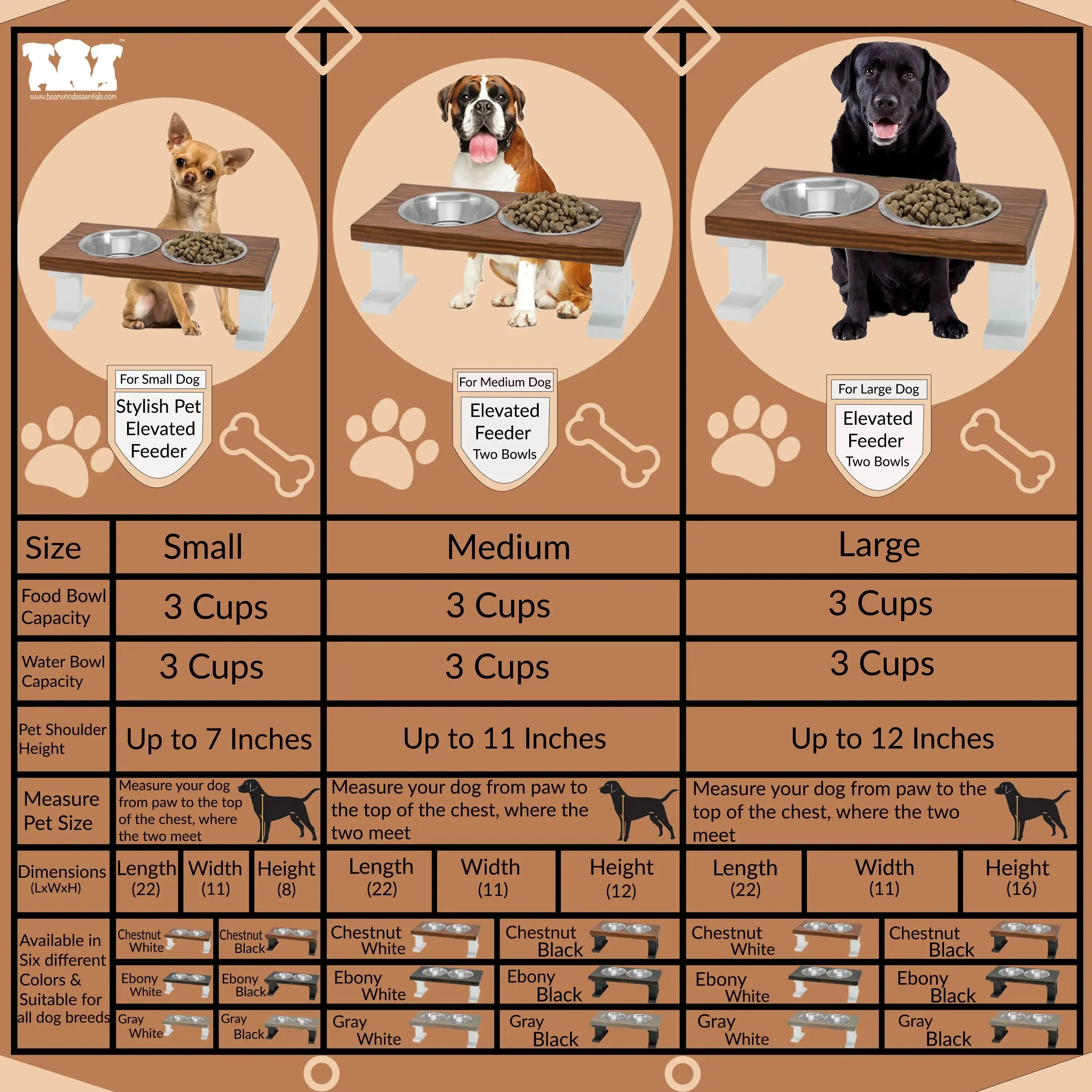 2 Bowl Elevated Regular Feeder - New Design - White Base