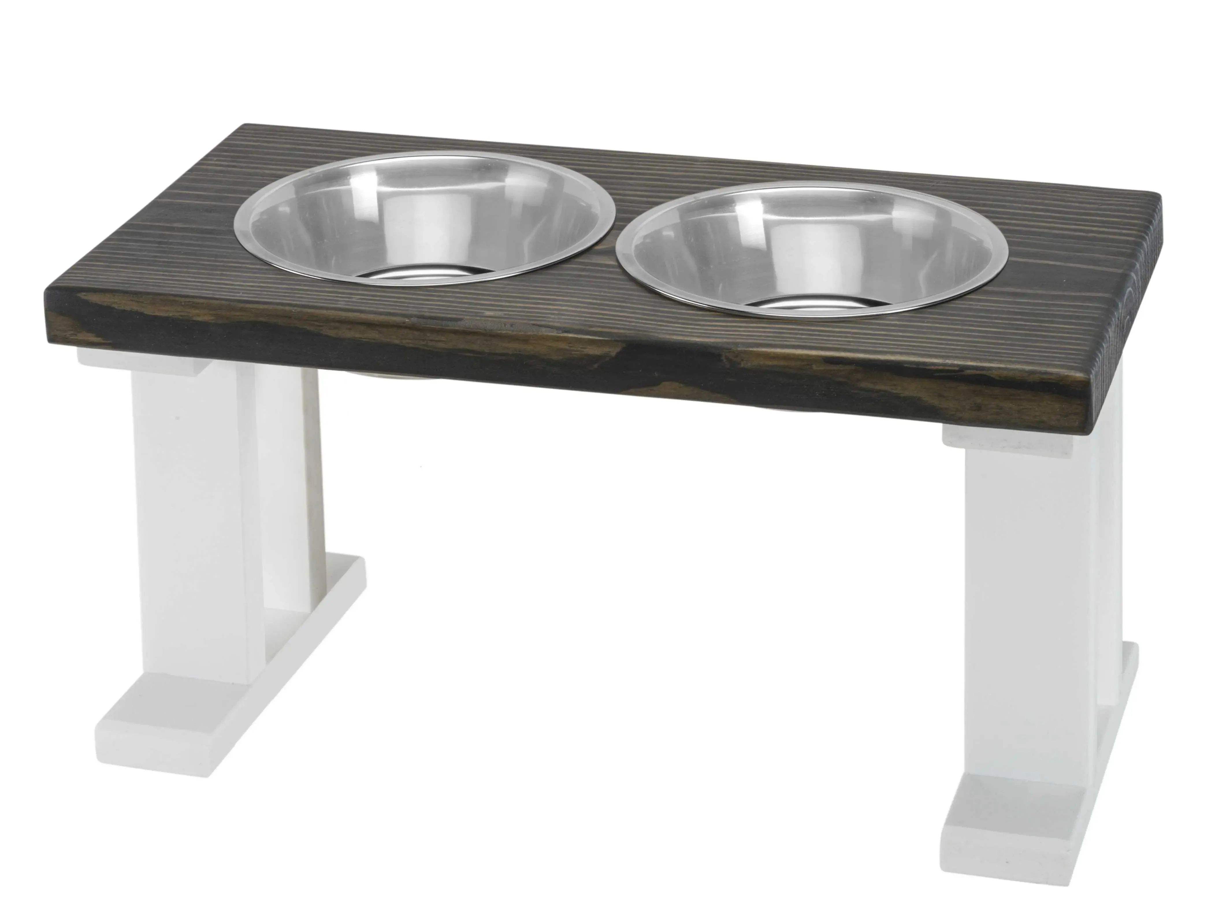 2 Bowl Elevated Regular Feeder - New Design - White Base