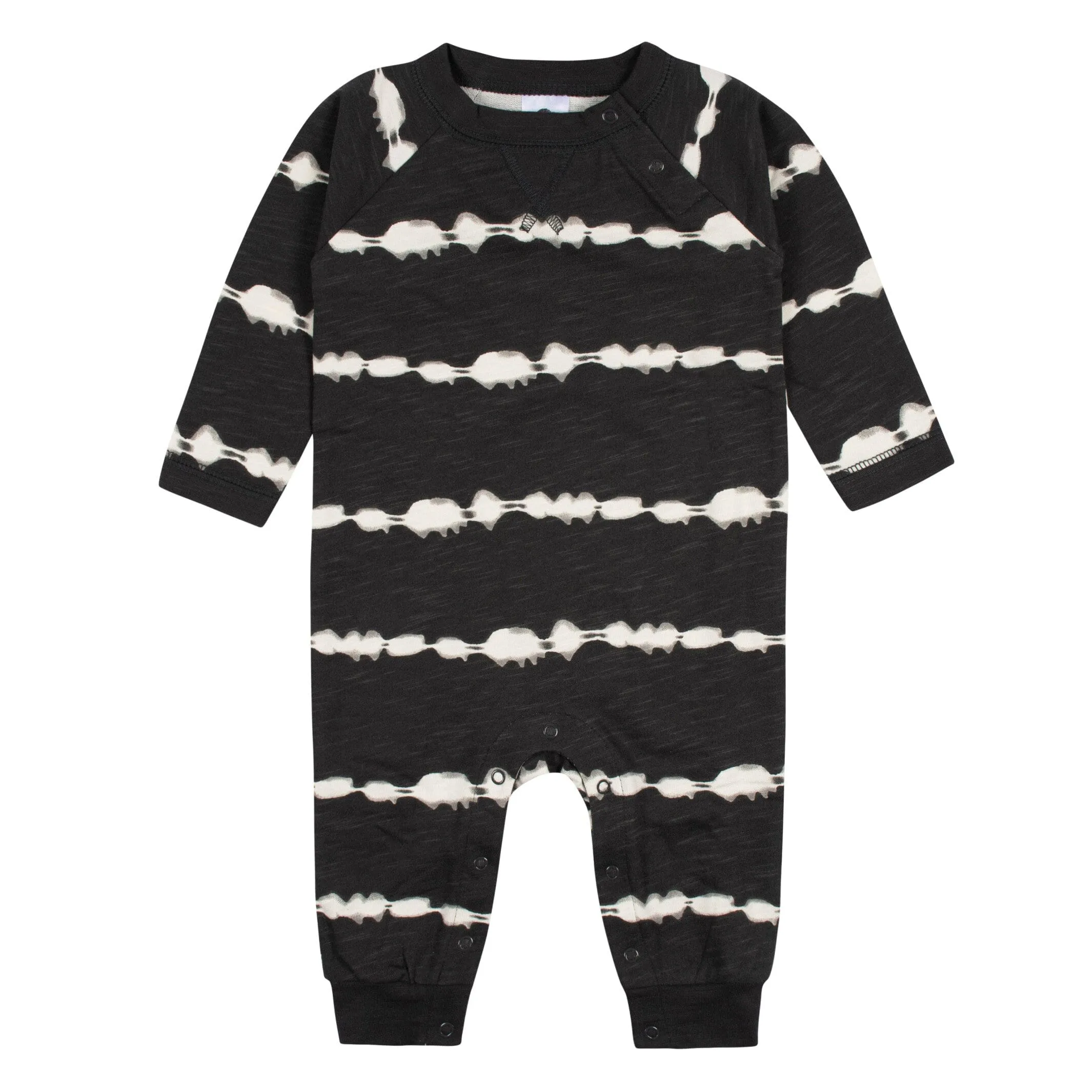 2-Pack Baby Boys Dark Gray Tie Dye & Blue Raglan Sleeve Romper