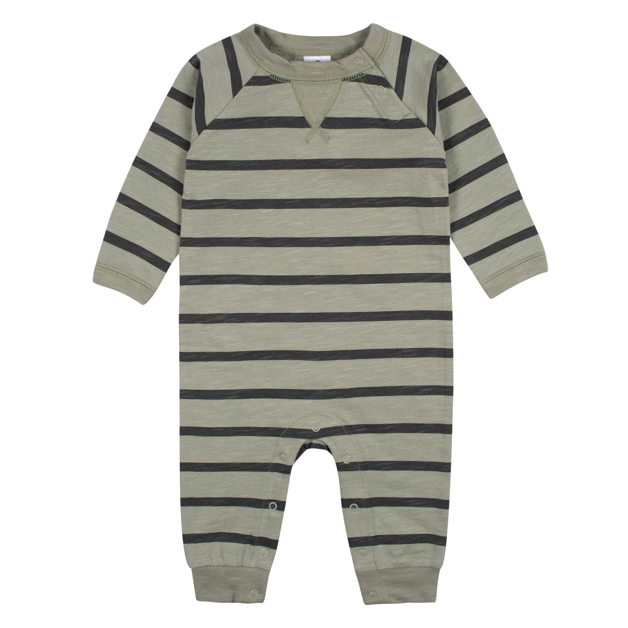 2-Pack Baby Boys Green Camo & Striped Raglan Sleeve Romper