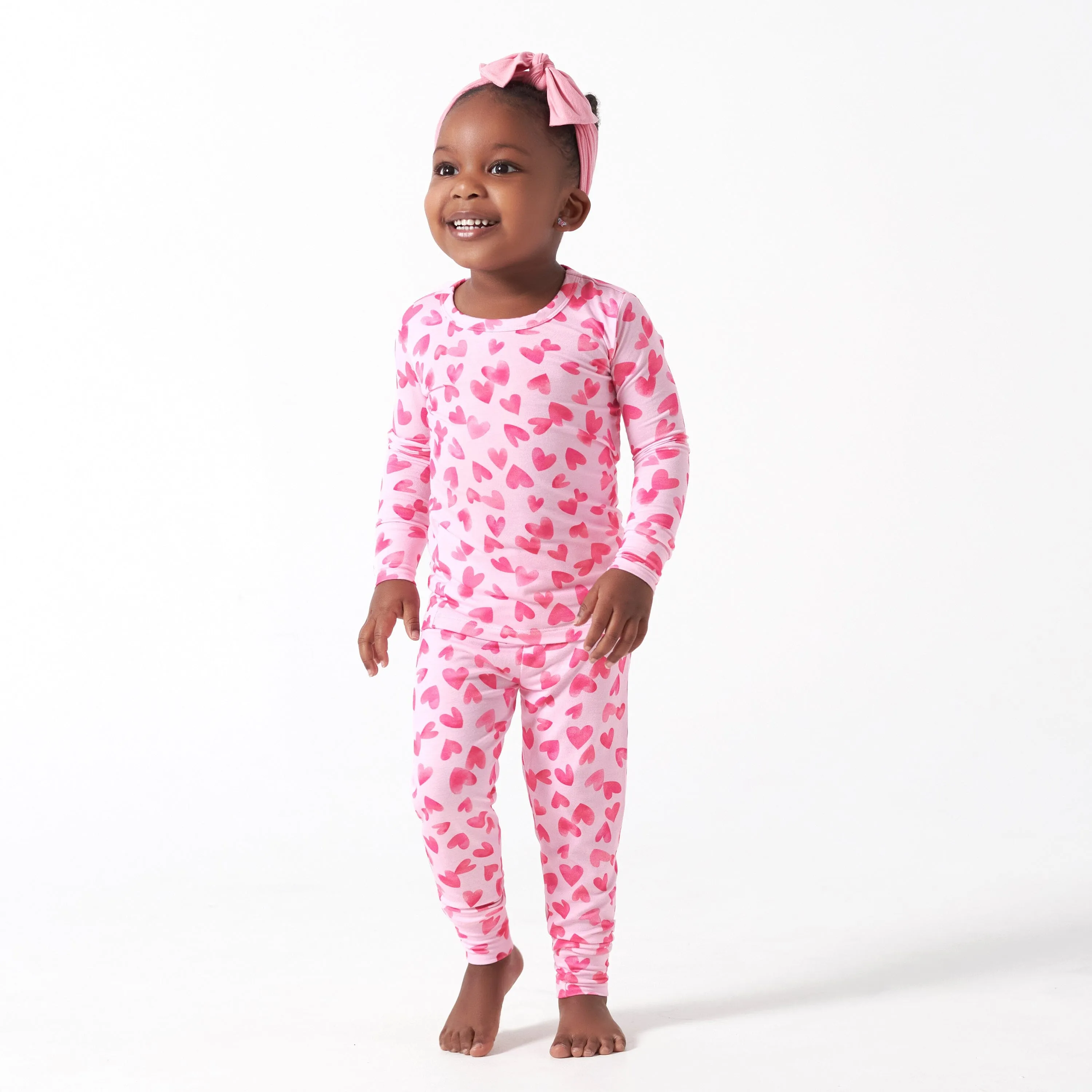 2-Piece Infant & Toddler Girls Heartfelt Buttery Soft Viscose Made from Eucalyptus Snug Fit Pajamas