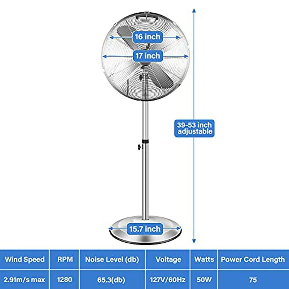 Adjustable Heights Quality Made Durable Stand Fans-16 Inch