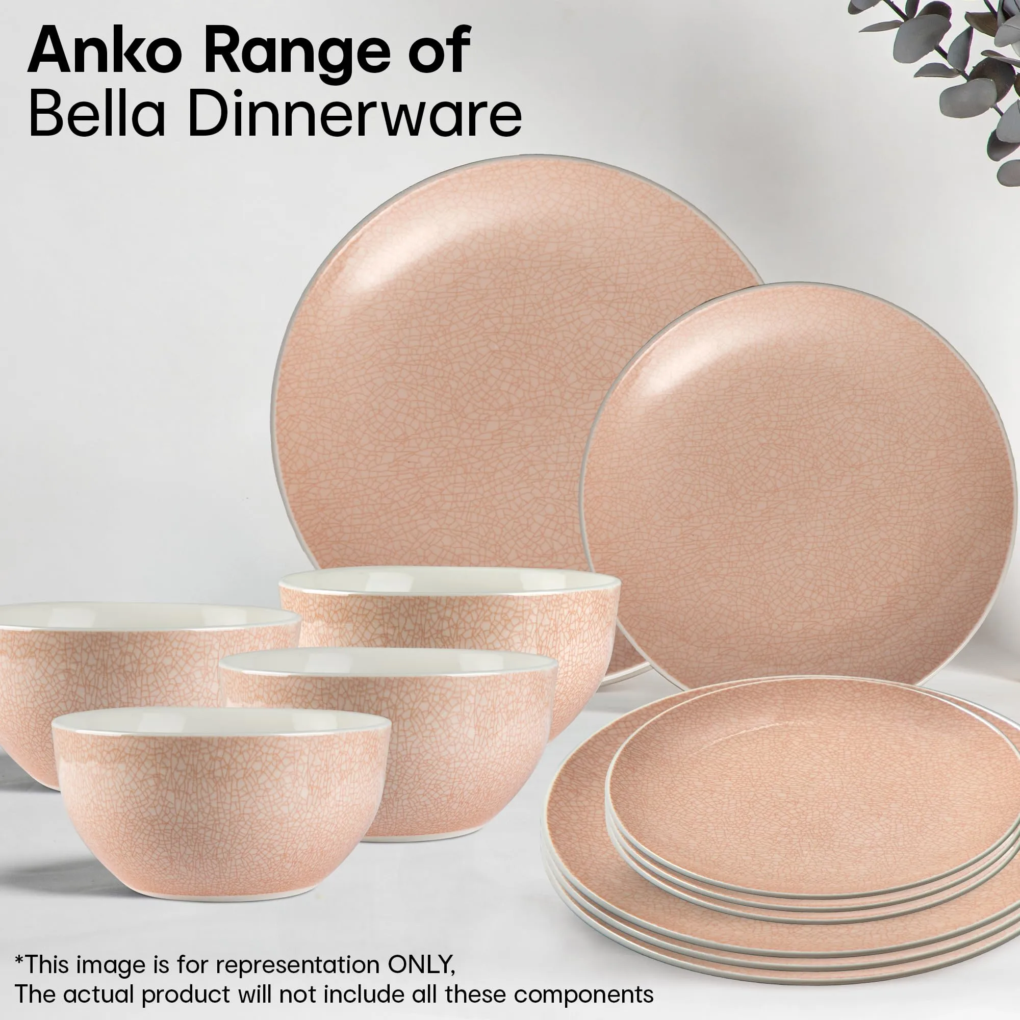 Anko 5.5" Bella Glazed Stoneware Bowls - Set of 6 | Premium Crockery for Dining Table Ideal for Serving Soup, Salad, Dessert | Designer Bowls for Home, Kitchen, Restaurant | Soft Pink