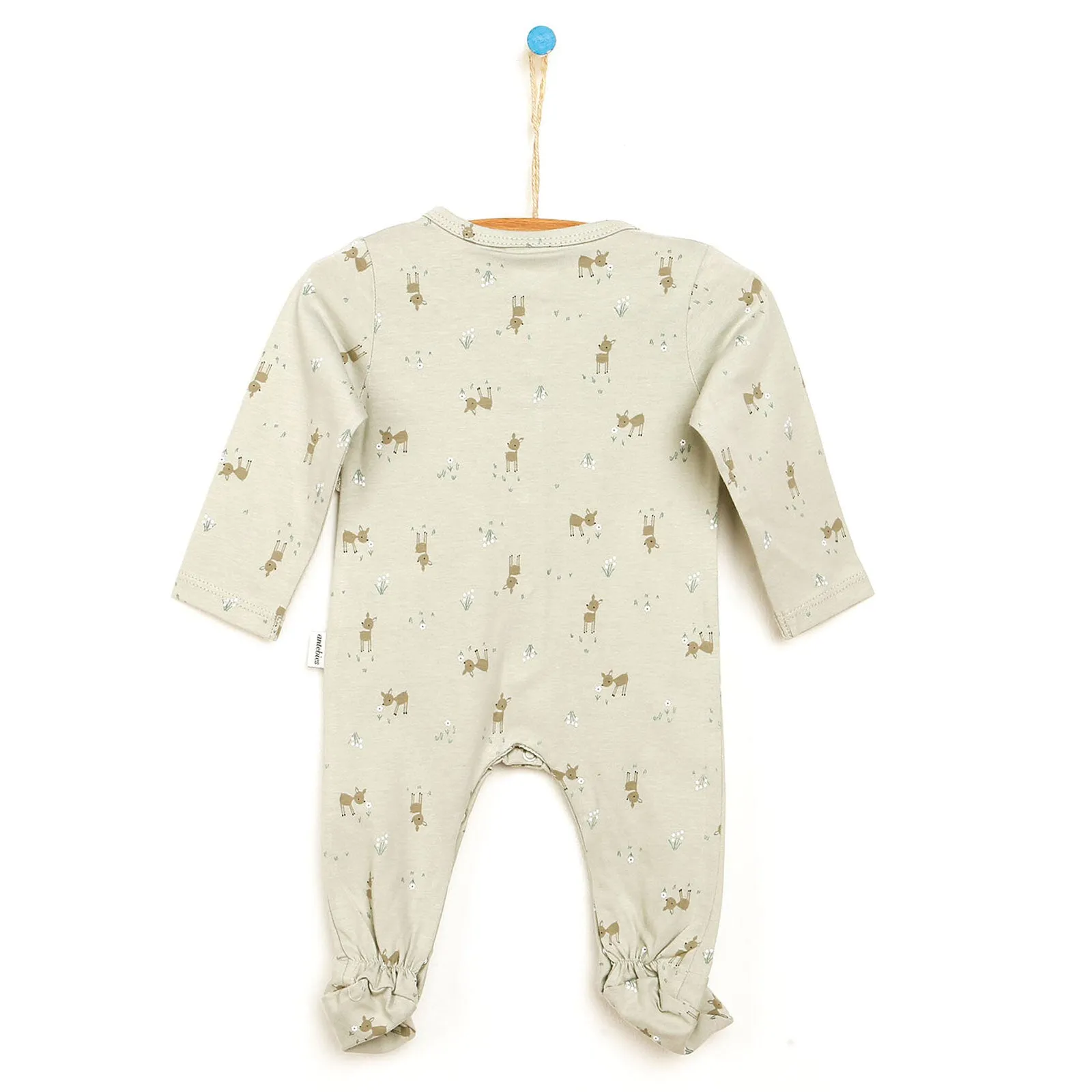 Antebies Newborn Deer Organic Footed Jumpsuit - Grey