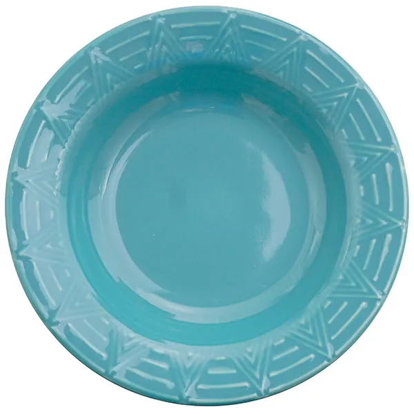 Aztec Turquoise Rimmed Soup Bowl - Set of 4