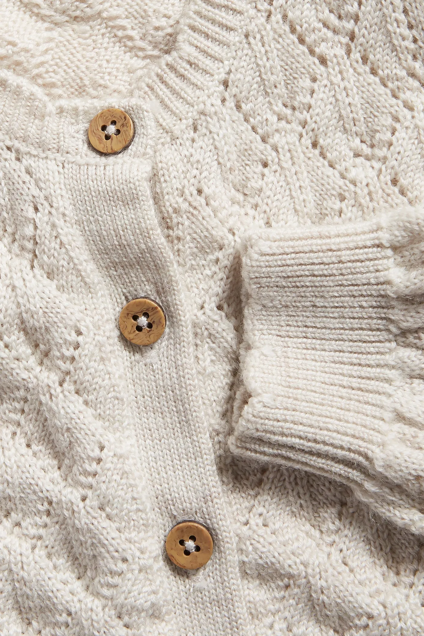 Baby beige wool pattern knit cardigan