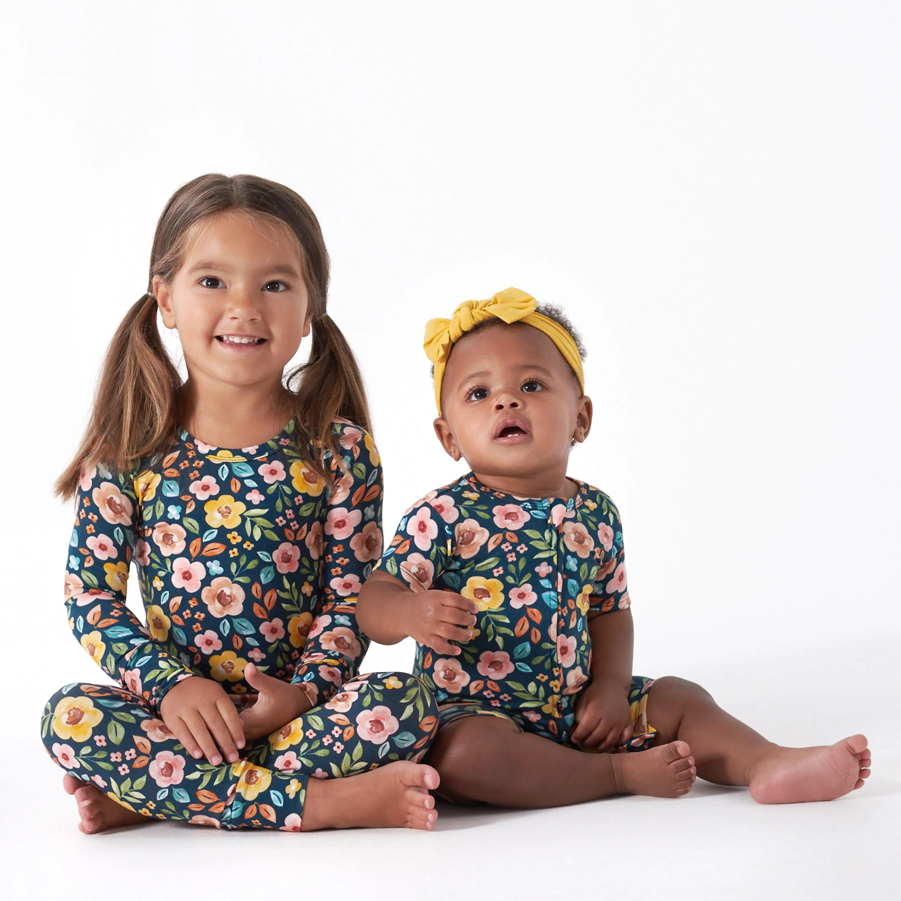 Baby Girls Midnight Floral Buttery Soft Viscose Made from Eucalyptus Snug Fit Romper