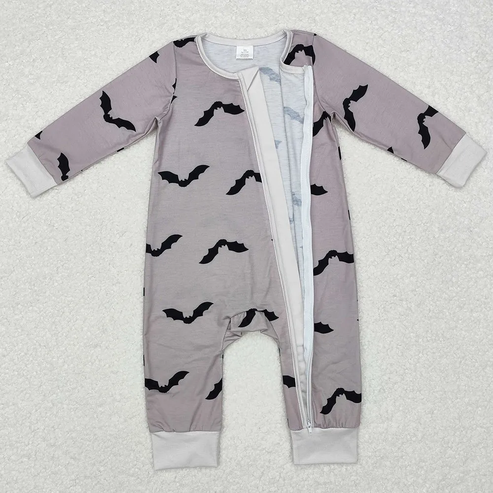 Baby Infant Boys Rompers Grey Halloween Bats Bamboo Rompers LR1438