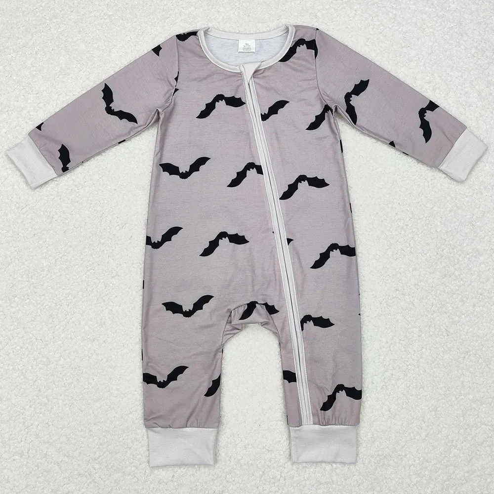 Baby Infant Boys Rompers Grey Halloween Bats Bamboo Rompers LR1438