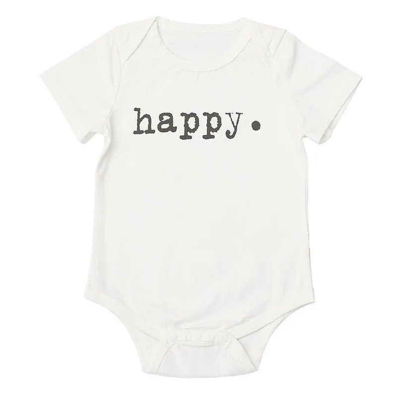 Baby Letter Print White Short-sleeve Romper