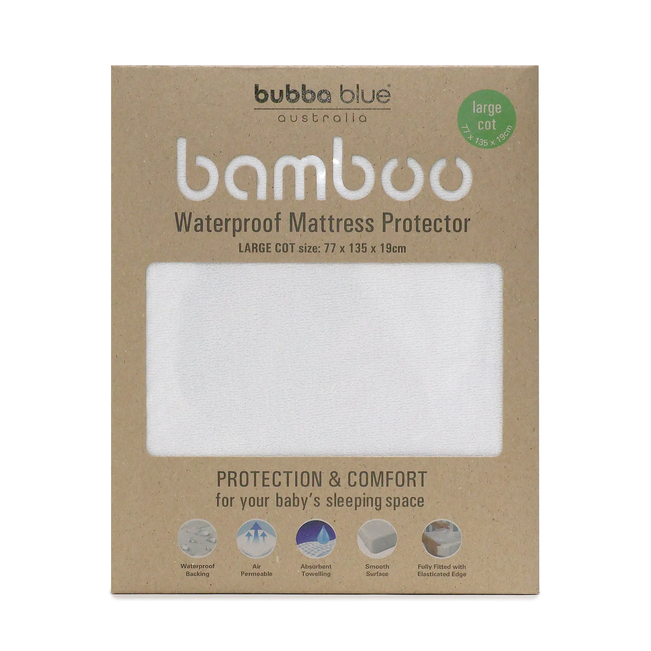 Bamboo White Large Cot Waterproof Mattress Protector