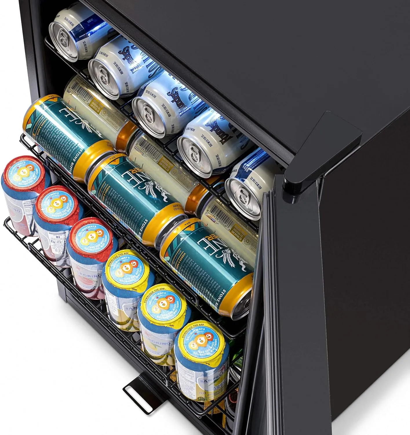 Beverage Refrigerator Cooler, 126 Cans Free Standing with Right Hinge Glass Door