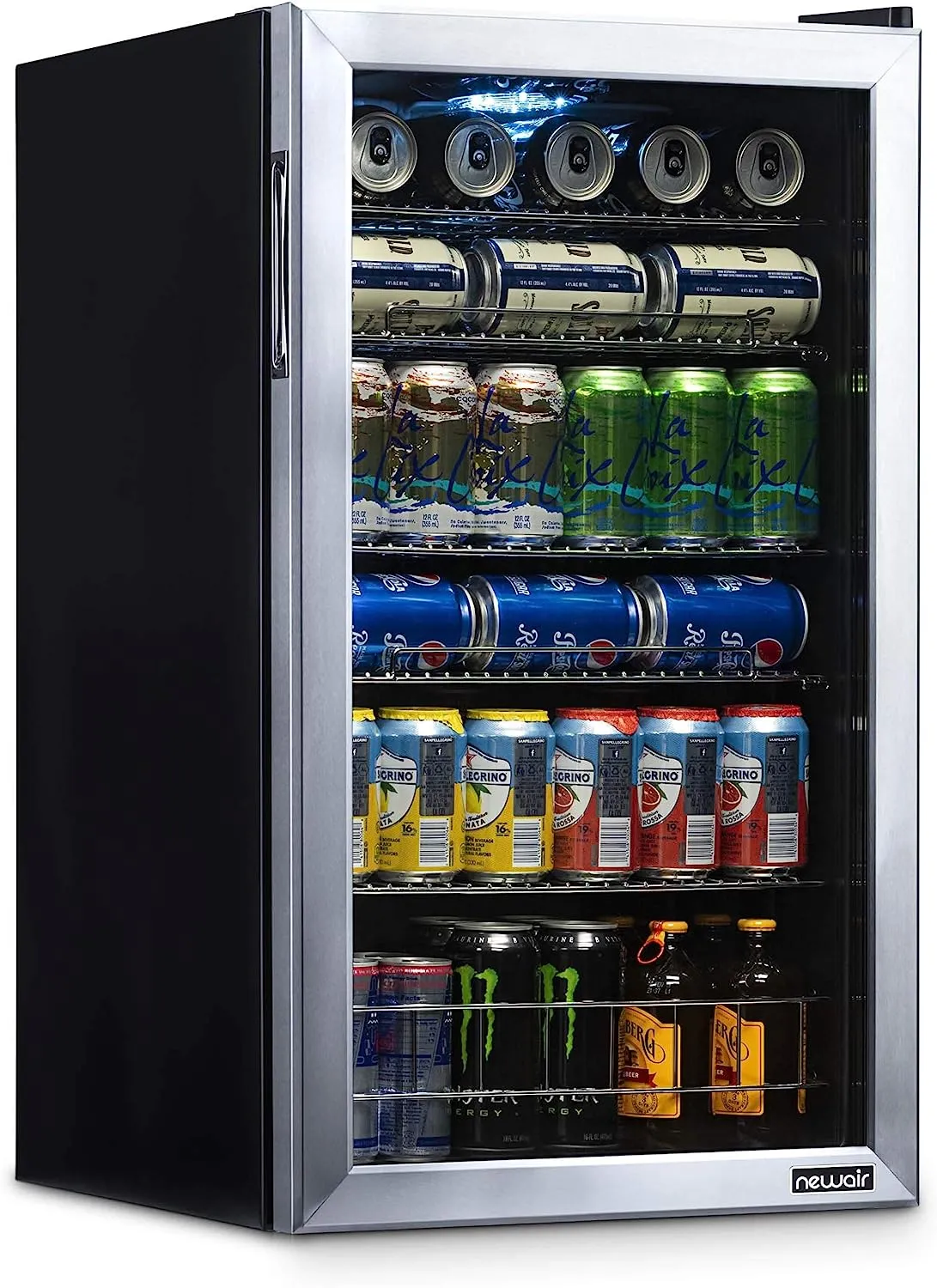 Beverage Refrigerator Cooler, 126 Cans Free Standing with Right Hinge Glass Door