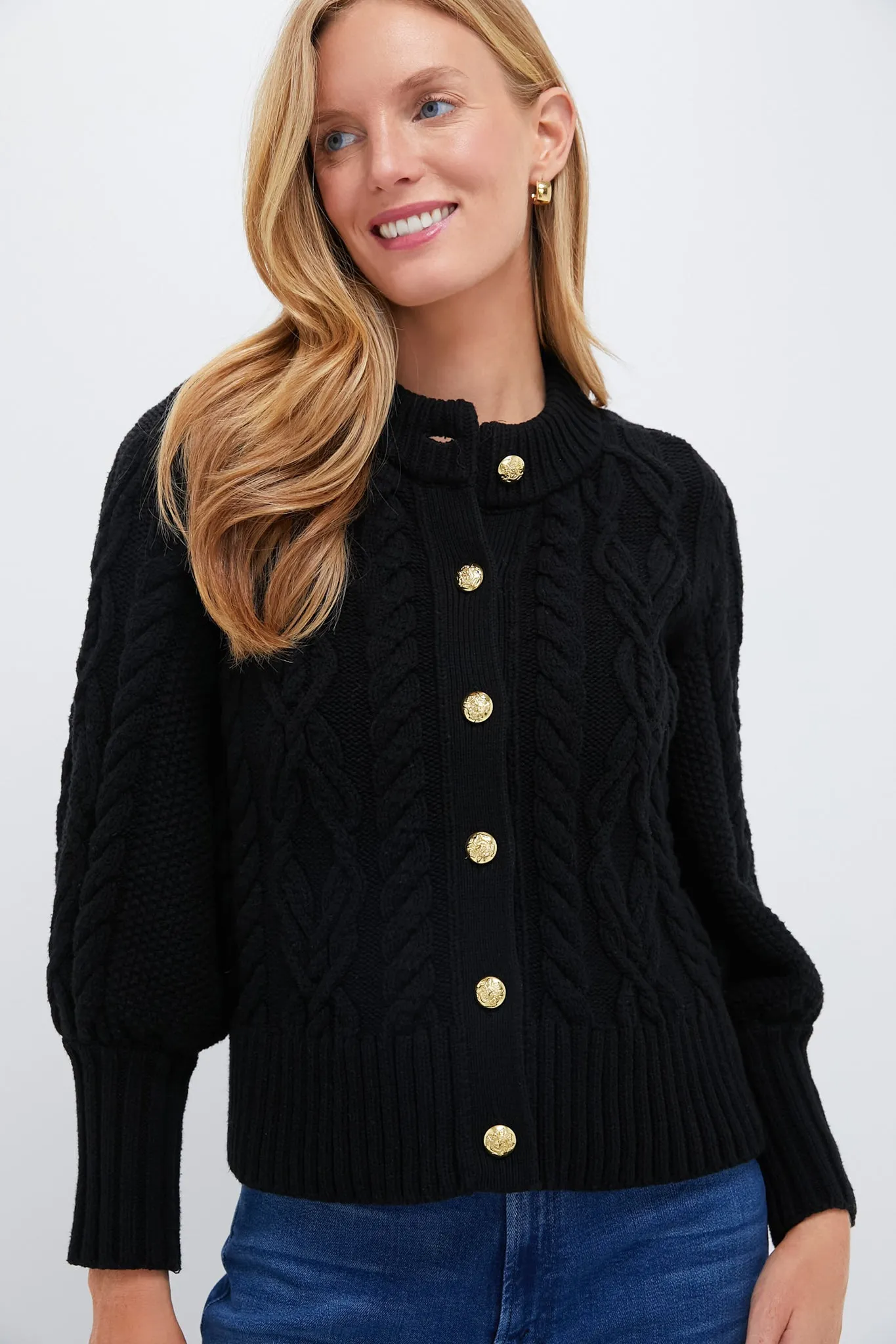 Black Cotton Colette Cardigan