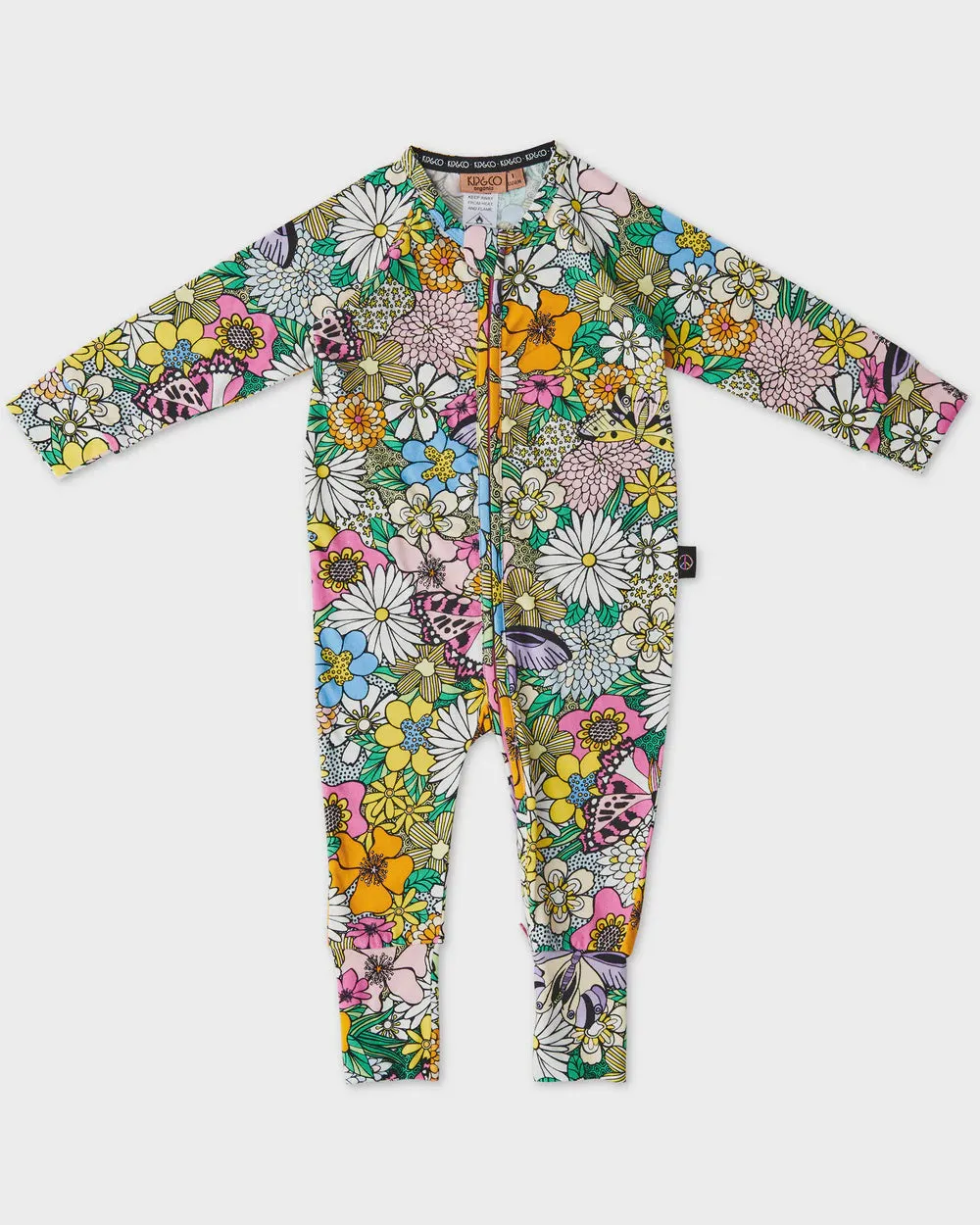 Bliss Floral Organic Long Sleeve Zip Romper