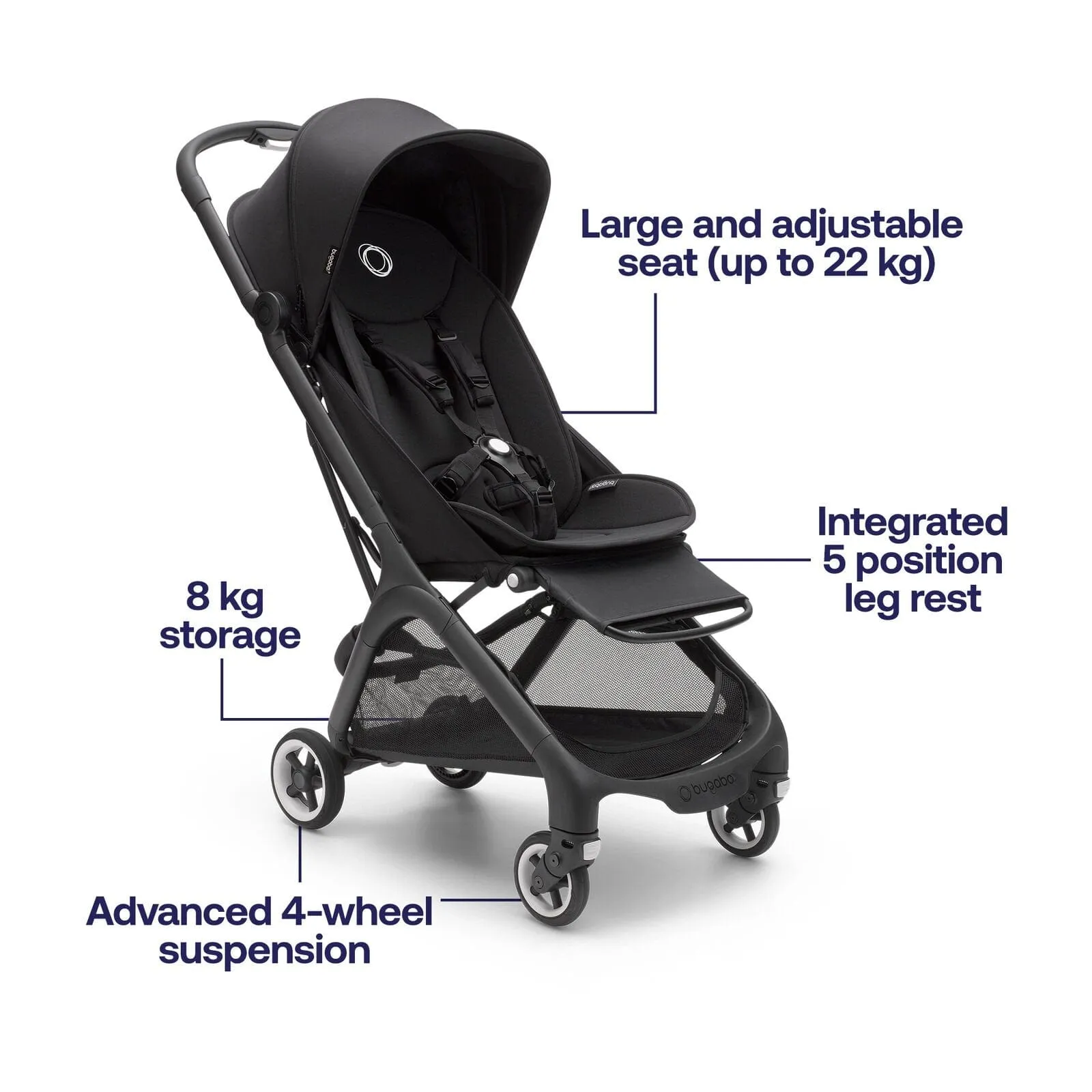 Bugaboo Butterfly Stroller with Bumper Bar - Midnight Black