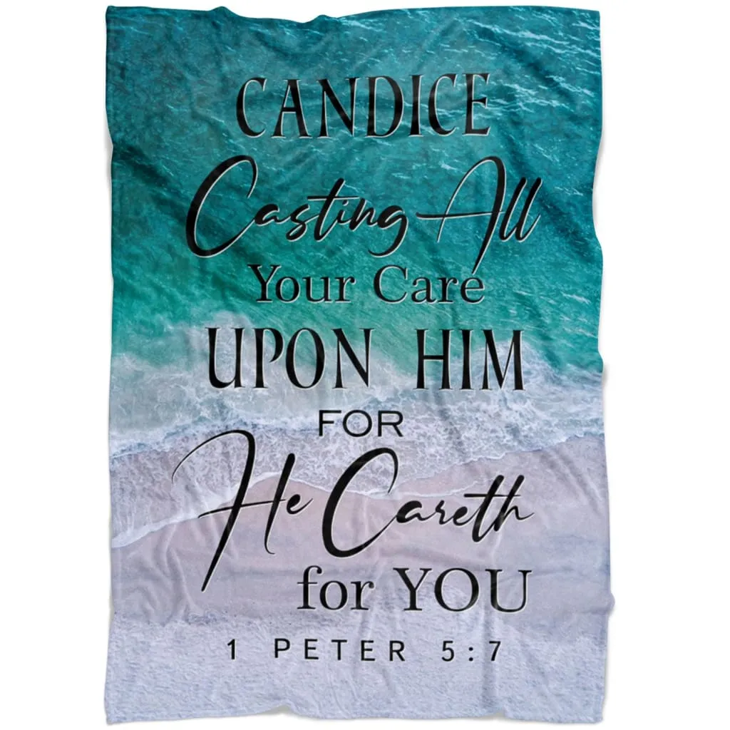 Casting All Your Care Upon Him; For He Careth For You Fleece Blanket - Christian Blanket - Bible Verse Blanket