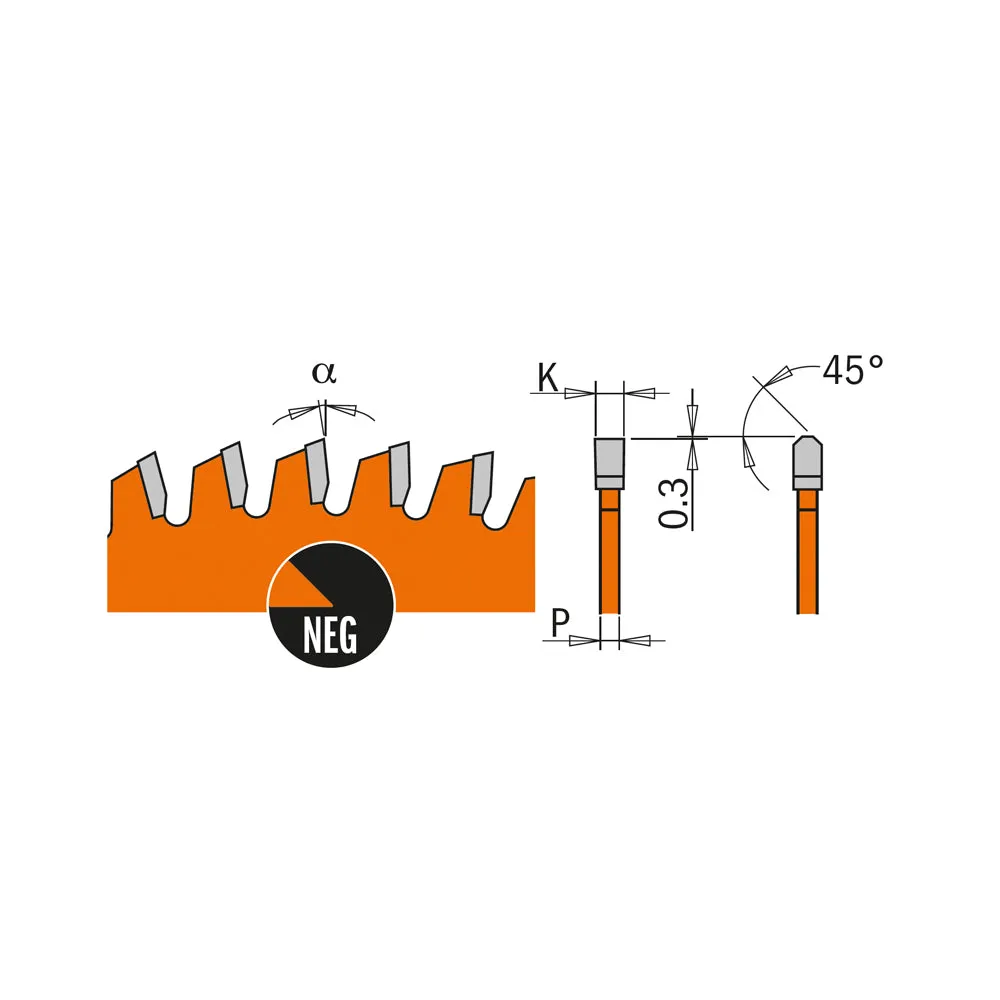 CMT Orange Tools 225.700.16 THICK NON-FERROUS METAL & MELAMINE 16”x1’’  T=100 TCG (-6° NEG)