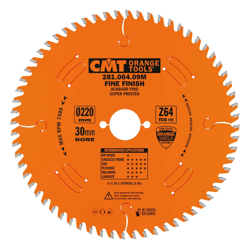 CMT Orange Tools 281.064.09M INDUSTRIAL PANEL SIZING 220x3.2/2.2x30mm  T=64 TCG