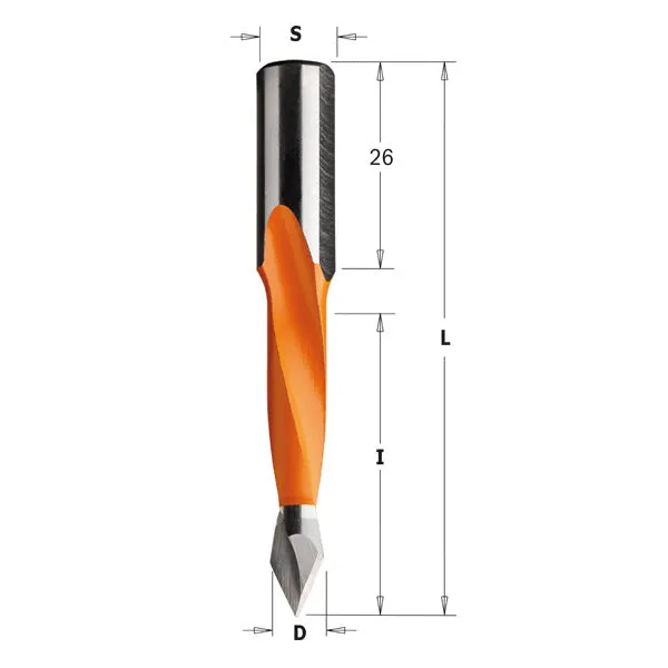 CMT Orange Tools 366.120.12 DOWEL DRILL FOR THROUGH HOLE 12x44x77mm  LH