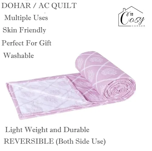 Cosy CORNER Super Soft Brushed Microfiber Cotton 3 Layer Breathable Double Dohar 80X90(Inches) 200X225(CM) Cotton Dohar Throws for Bed