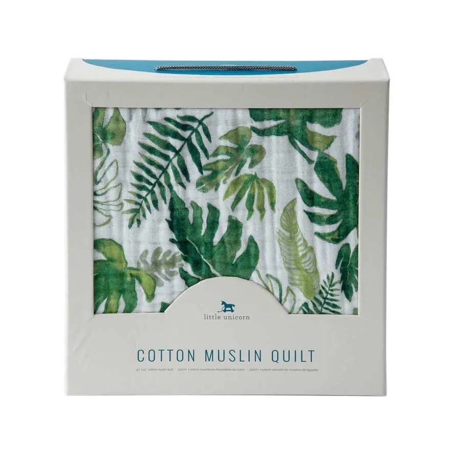 Cotton Muslin Quilt – Tropical Leaf