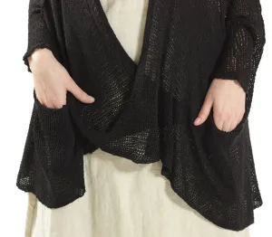 Cotton Oversized Cardigan - Black