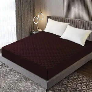 Cotton Quilted Waterproof Mattress Cover - Brown