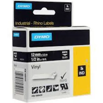 Dymo RH TP 12mm White/black Vinyl Label