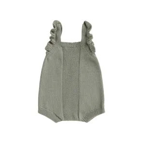 Embellished Ruffle Knit Romper, Sage