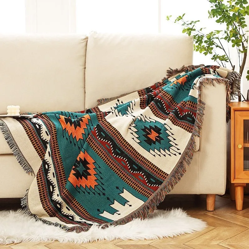 Ethnic Geometric Pattern Blanket