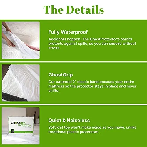 GhostBed Waterproof Mattress Protector & Cover - Noiseless, Lightweight, Breathable & Plastic-Free - King