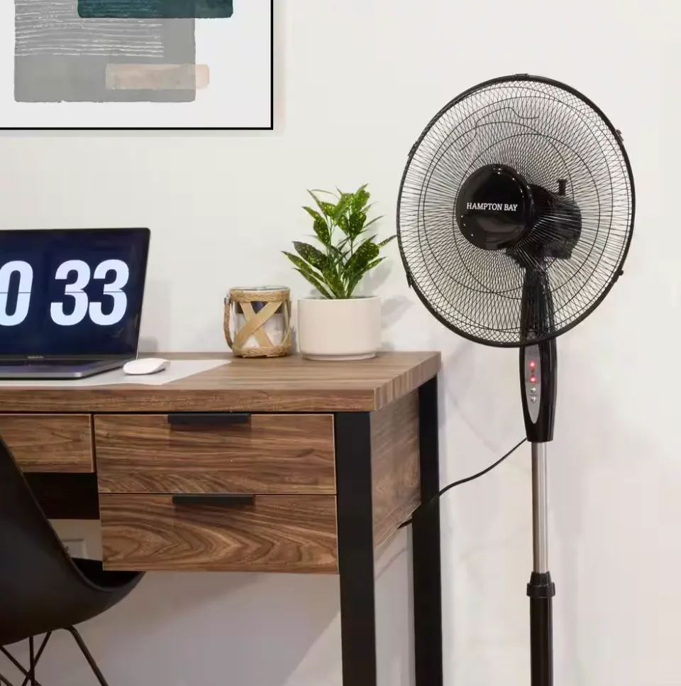 Hampton Bay 16 in. 3 Speed Digital Oscillating Standing Fan with Adjustable Height