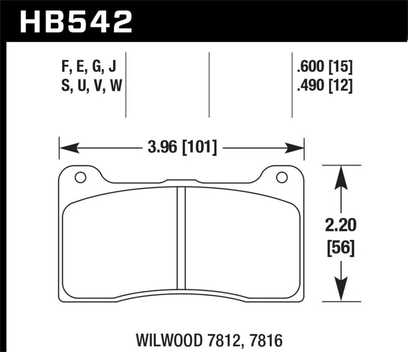 Hawk HPS Street Brake Pads - Wilwood 15mm - HB542F.490