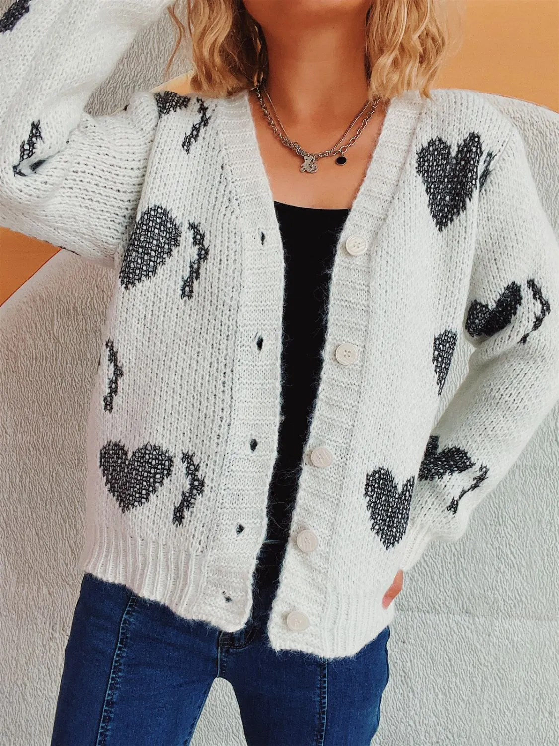 Heart Button Up Long Sleeve Cardigan | Cozy Weather | Cardigans