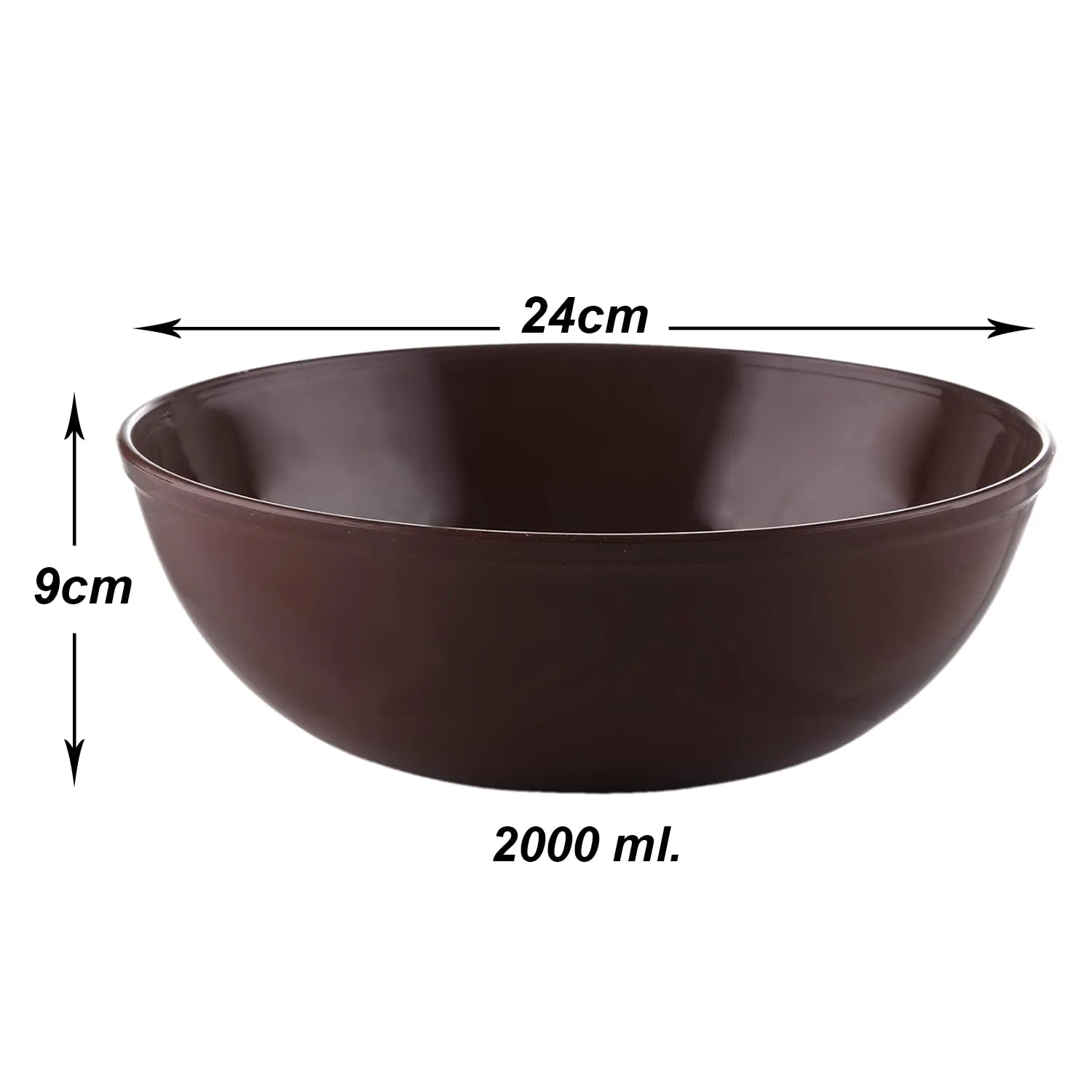 Heart Home Bowls|Plastic Dishwasher Safe Bowl|Multipurpose Serving Bowls|Bowls for Kitchen|Microwave Safe Bowls for Salad|Soup|Pasta|2000 ML|Pack of 3 (Brown)