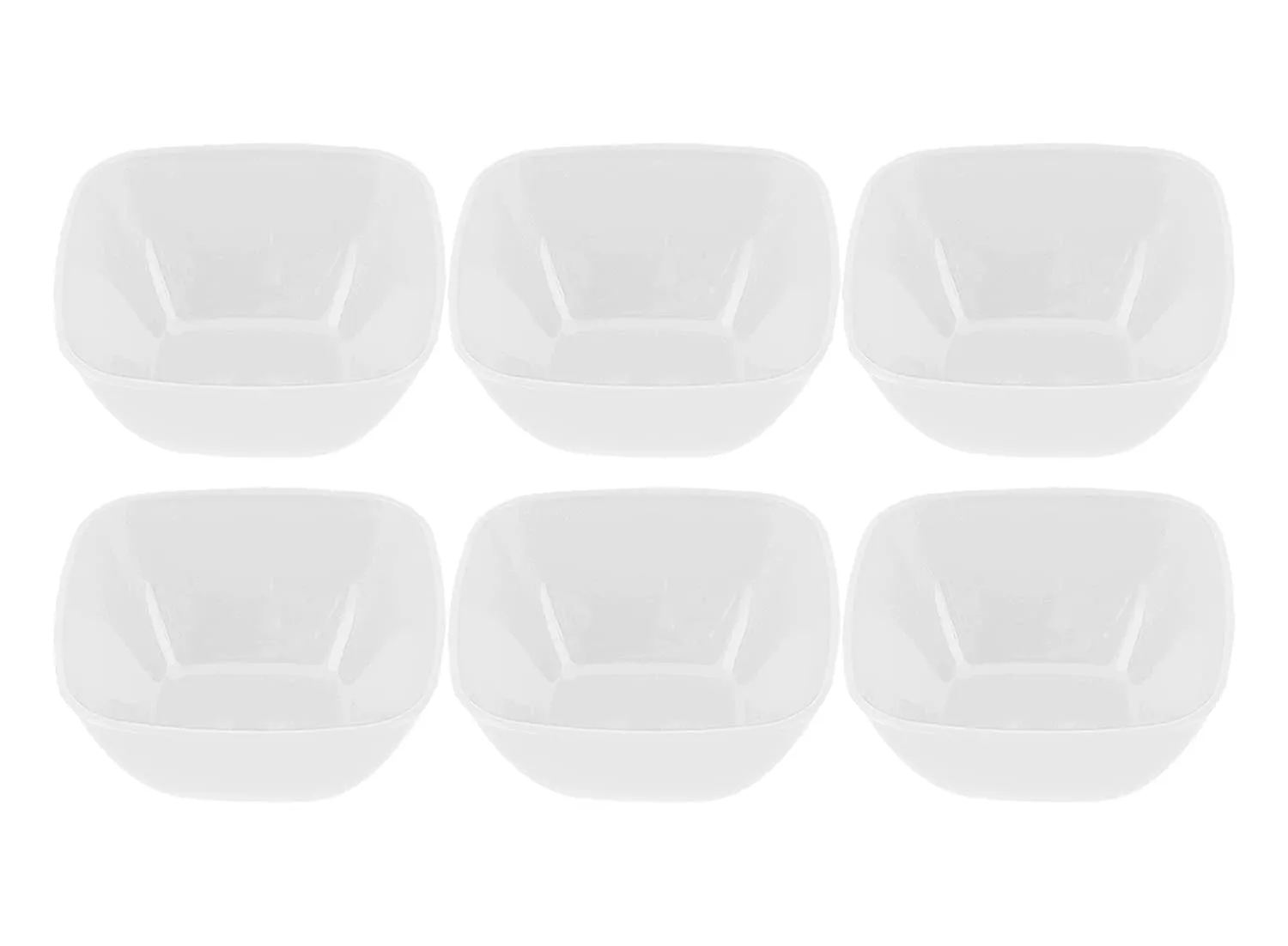 Heart Home Bowls|Plastic Serving Square Bowls|Katori for Kitchen|Microwave Safe Bowls for Rice|Soup|Pasta|250 ML|Pack of 12 (White)