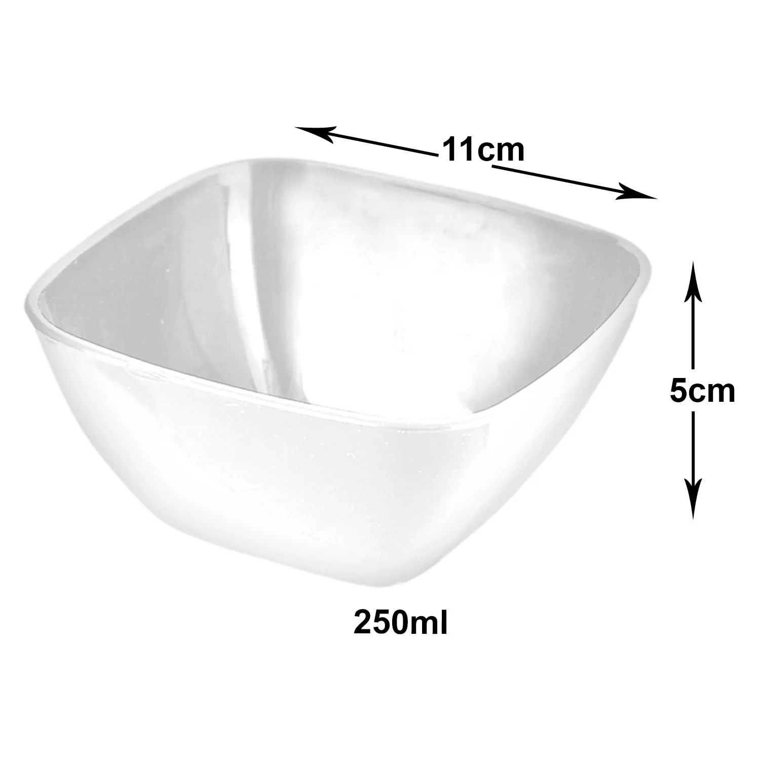 Heart Home Bowls|Plastic Serving Square Bowls|Katori for Kitchen|Microwave Safe Bowls for Rice|Soup|Pasta|250 ML|Pack of 12 (White)