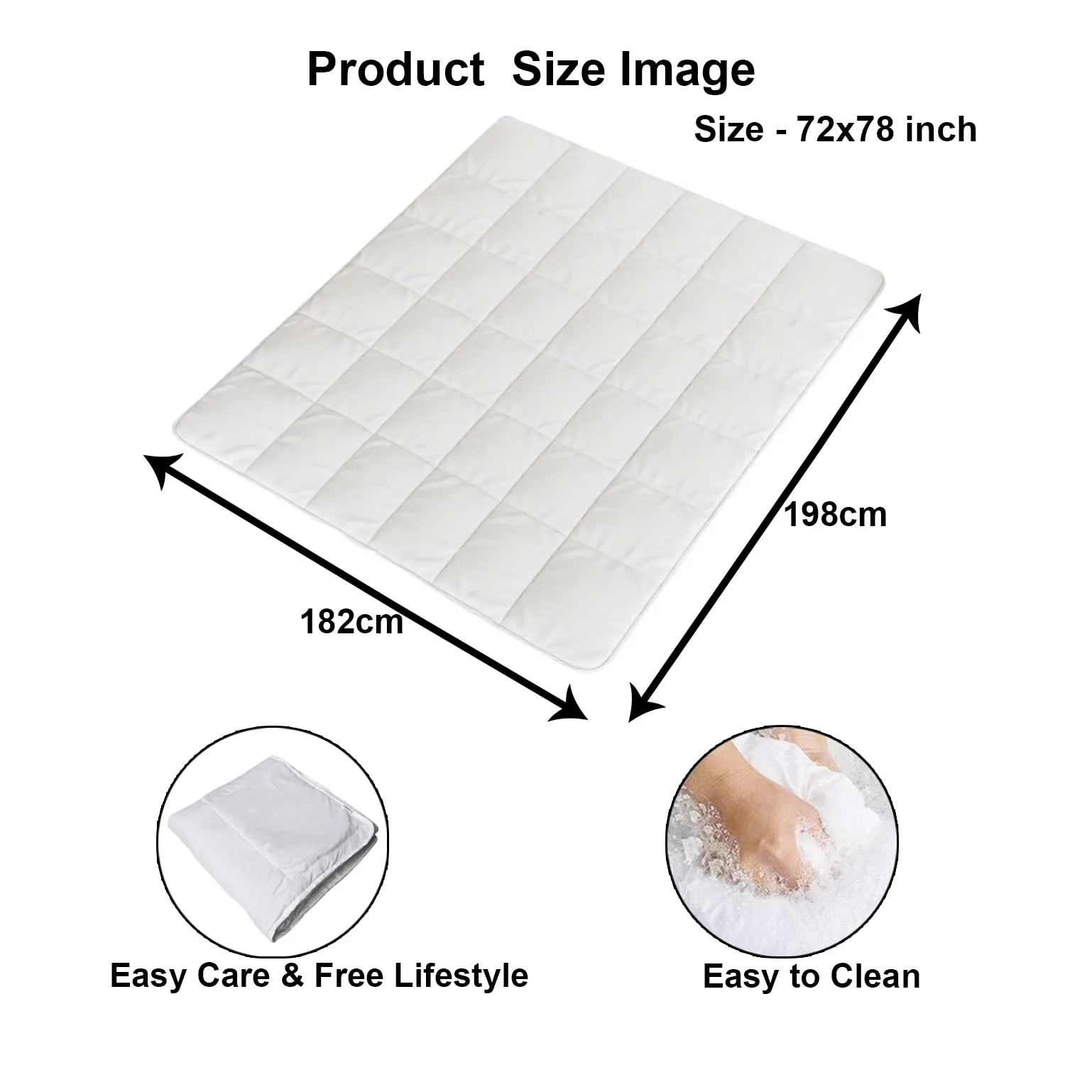 Heart Home Mattress Protector|Soft Cotton Double Bed Mattress Protector|Waterproof Mattress Protector|Quilted Cover with Elastic Band Straps|72x78 (White)