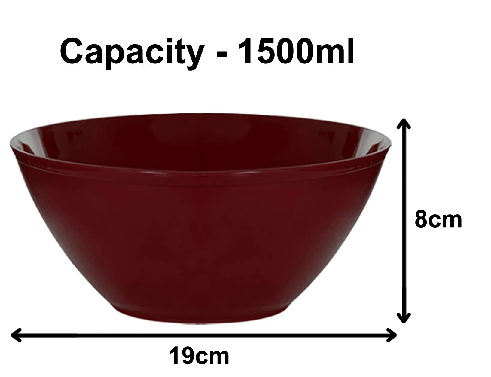 Heart Home Plastic Solid Bowl - 1500ml, Set of 3, Brown