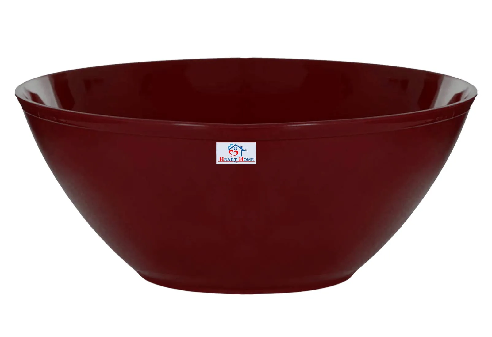 Heart Home Plastic Solid Bowl - 1500ml, Set of 3, Brown