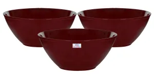 Heart Home Plastic Solid Bowl - 1500ml, Set of 3, Brown