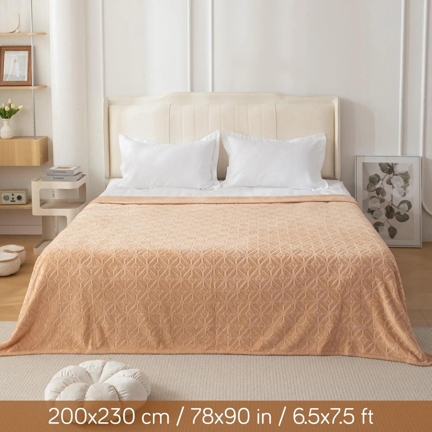 HOKIPO AC Blanket Double Bed Queen, 200x230 cm / 6.5x7.5 feet, Beige