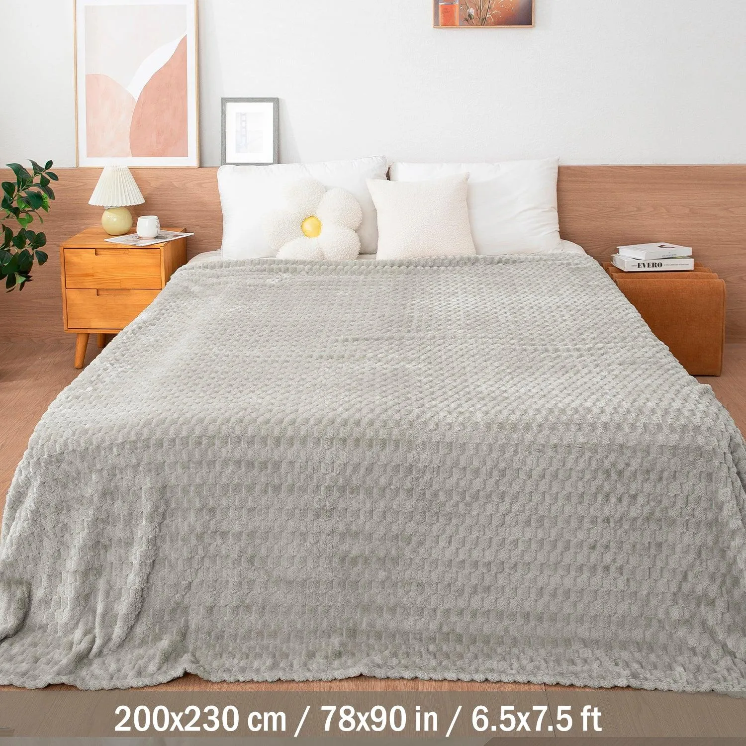 HOKIPO AC Blanket Double Bed Queen, 200x230 cm / 6.5x7.5 feet, Light Grey