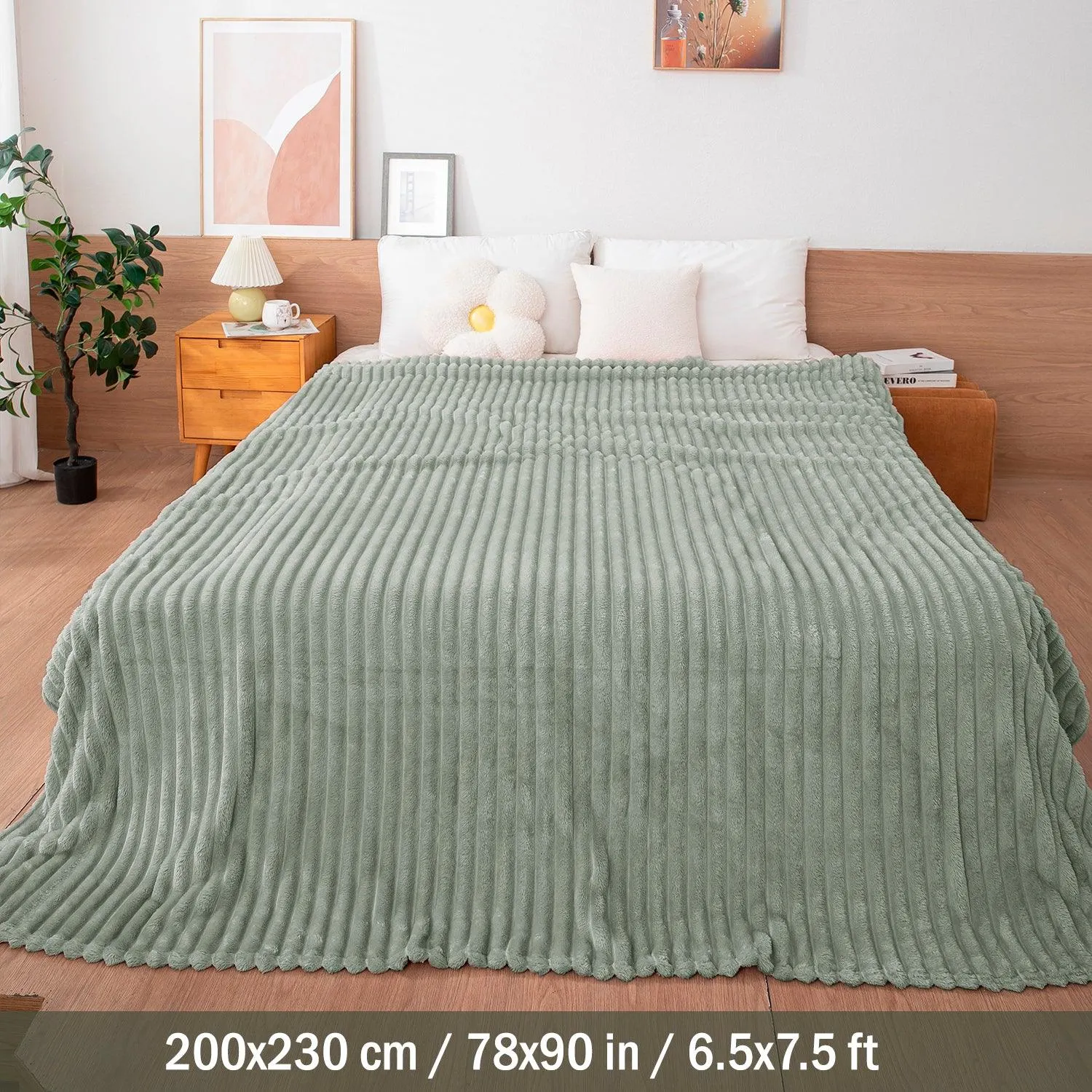 HOKIPO AC Blanket Double Bed Queen, 200x230 cm / 6.5x7.5 feet, Moss Green